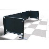 Set 2+2 - Black Round Tube Cafe Wind Barrier with Plain PVC Panel